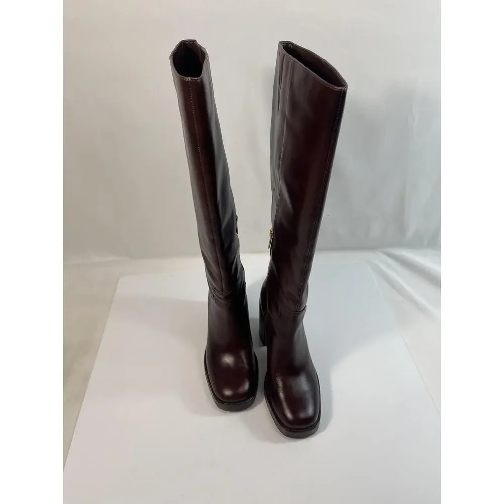 Vince Camuto Boots Womens Size 8.5M Rich Mahogany VC-GIBI2 Knee High Block Heel - Picture 3 of 15